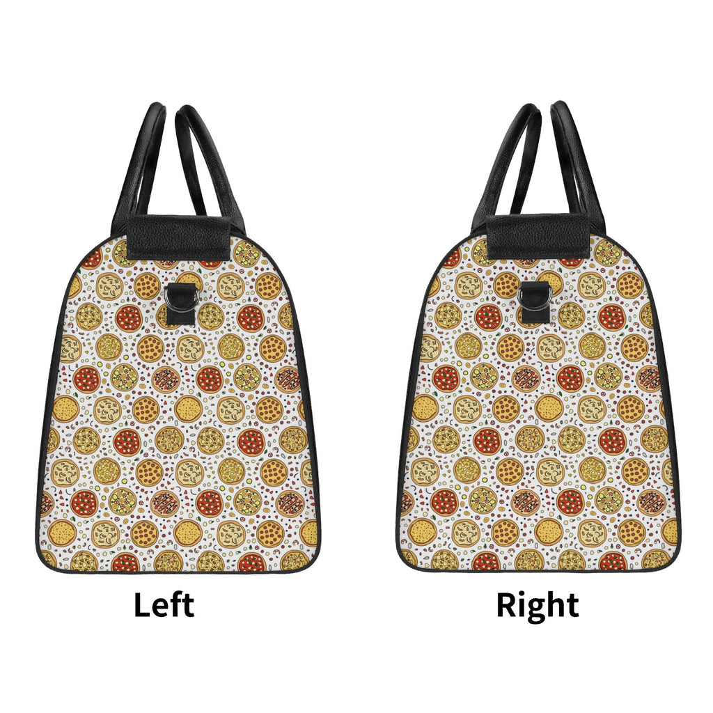 Personalised Round Pizzas On White Foldable Travel Bag Personalised Foldable Travel Bag Food Printed Offshore