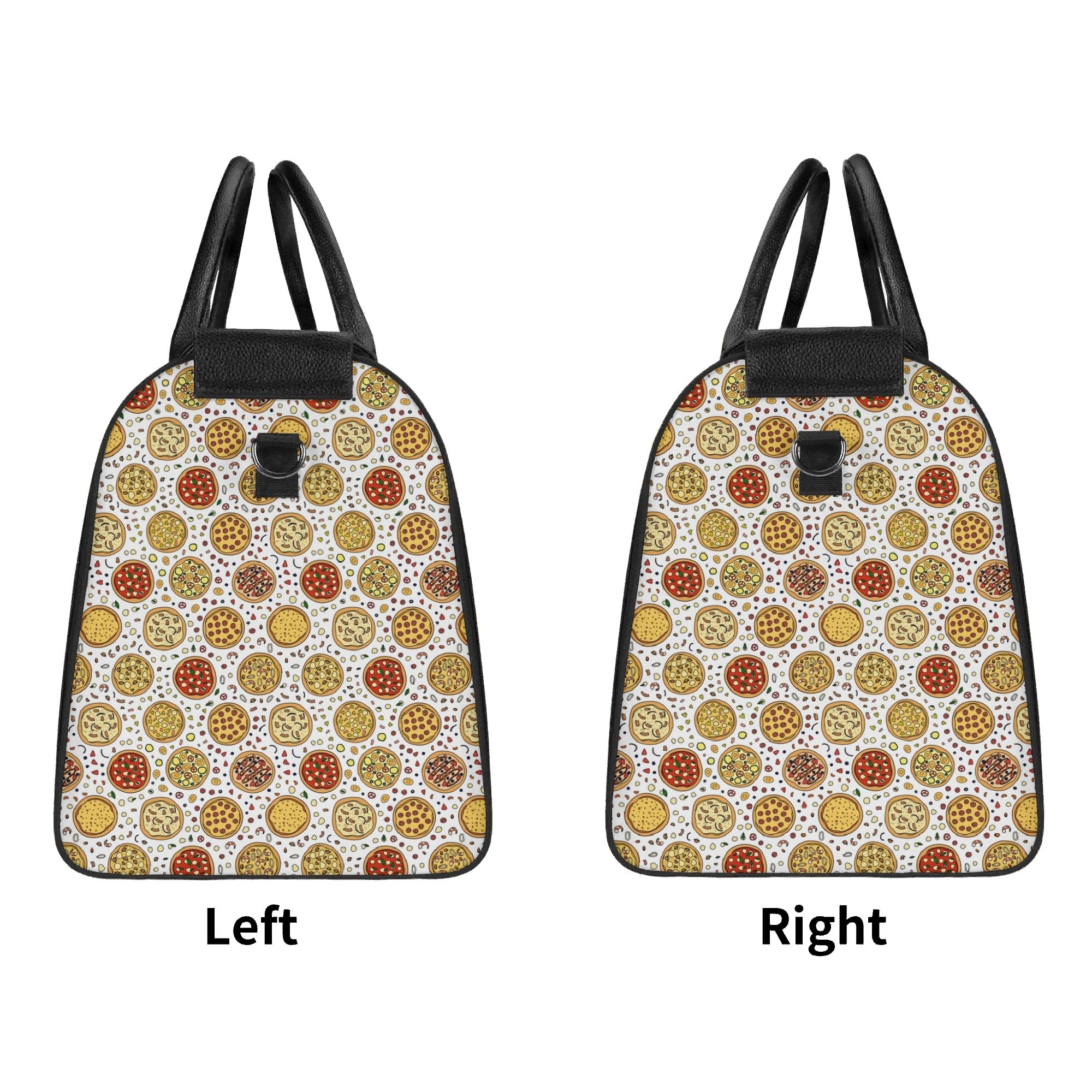 Personalised Round Pizzas On White Foldable Travel Bag Personalised Foldable Travel Bag Food Printed Offshore