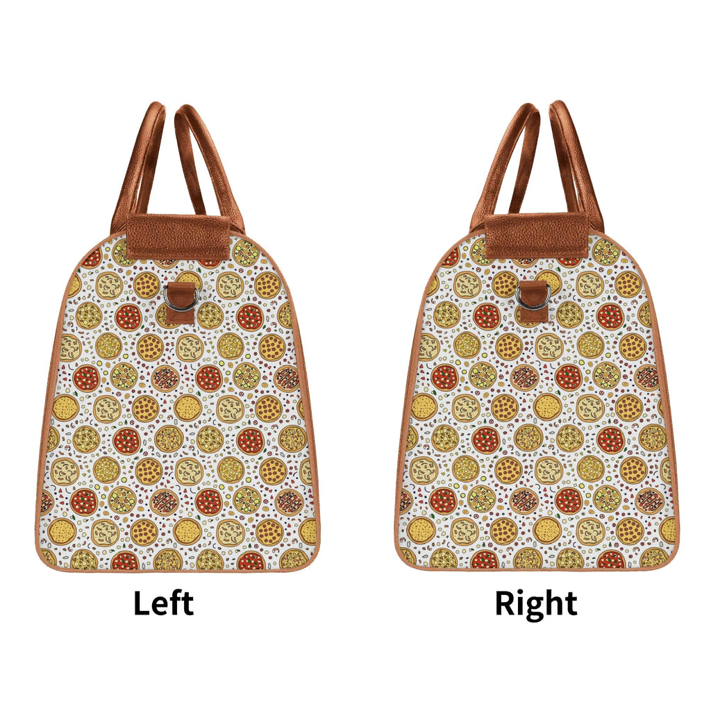 Personalised Round Pizzas On White Foldable Travel Bag Personalised Foldable Travel Bag Food Printed Offshore