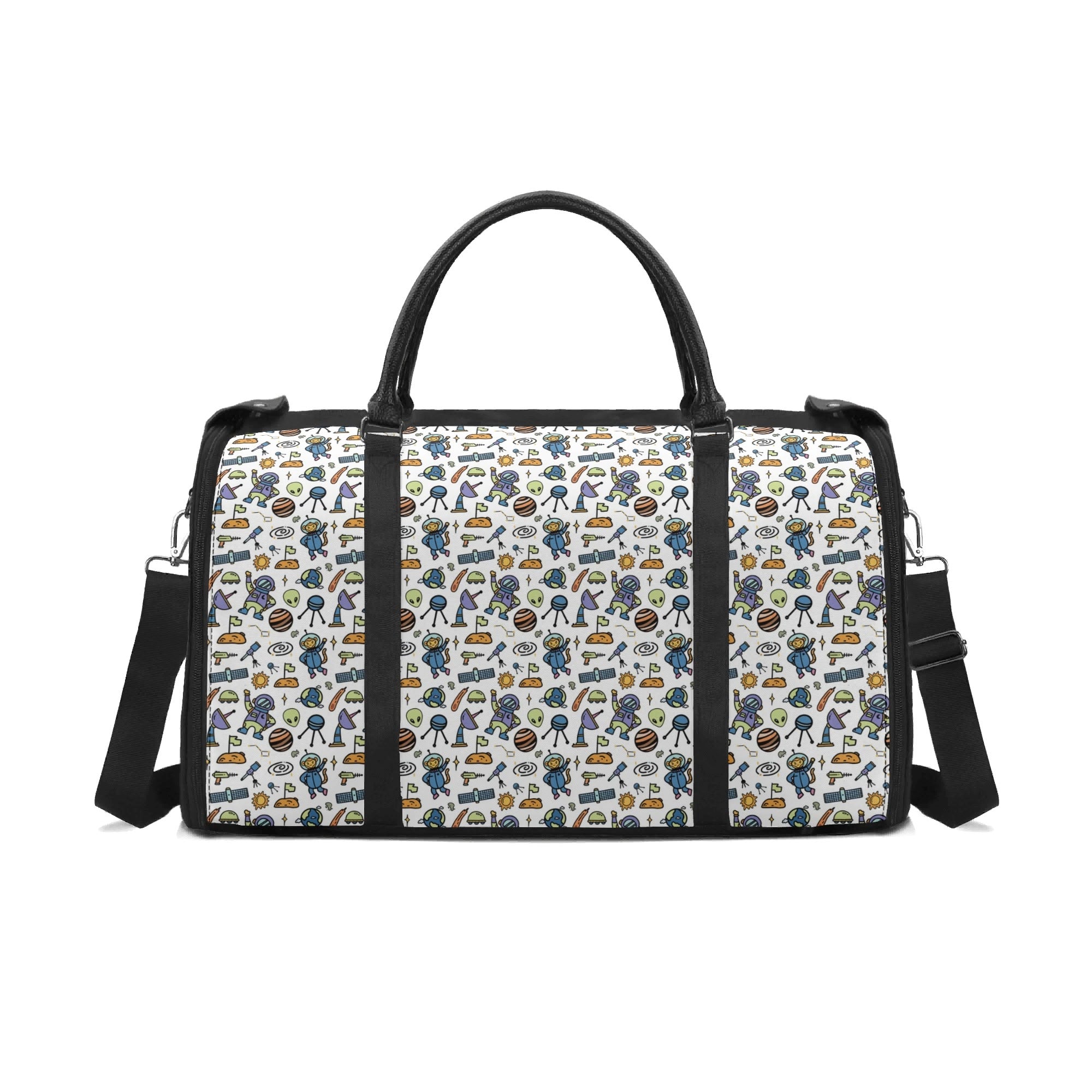 Personalised All About Space Foldable Travel Bag Black Personalised Foldable Travel Bag Printed Offshore Space