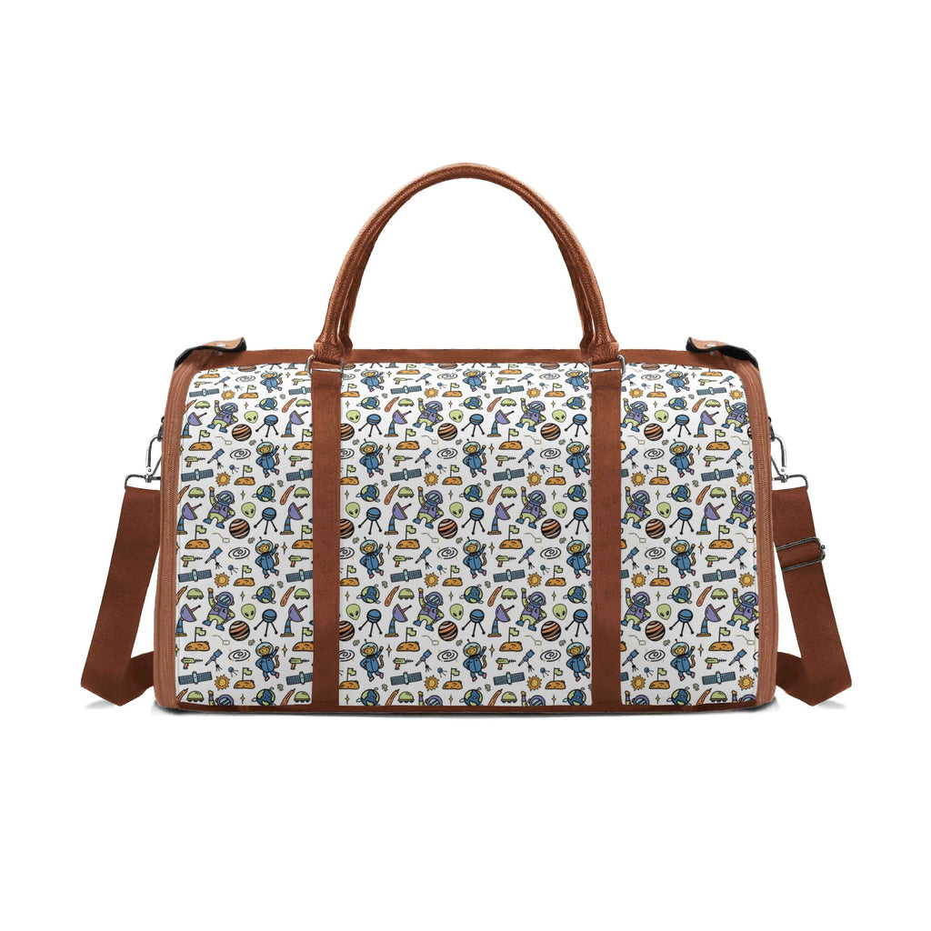 Personalised All About Space Foldable Travel Bag Brown Personalised Foldable Travel Bag Printed Offshore Space