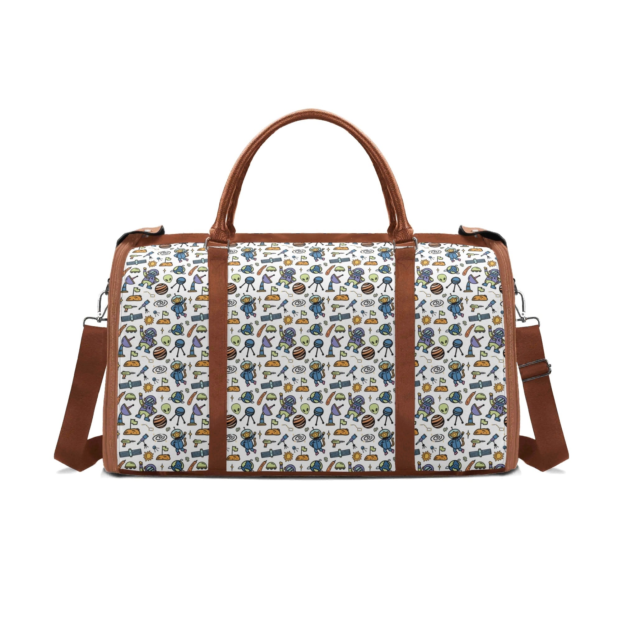 Personalised All About Space Foldable Travel Bag Brown Personalised Foldable Travel Bag Printed Offshore Space