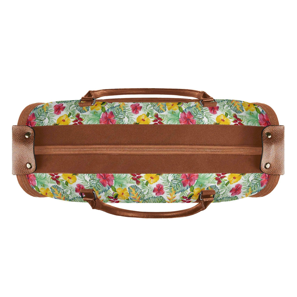 Personalised Tropical Flowers On White Foldable Travel Bag Personalised Foldable Travel Bag Plants Printed Offshore