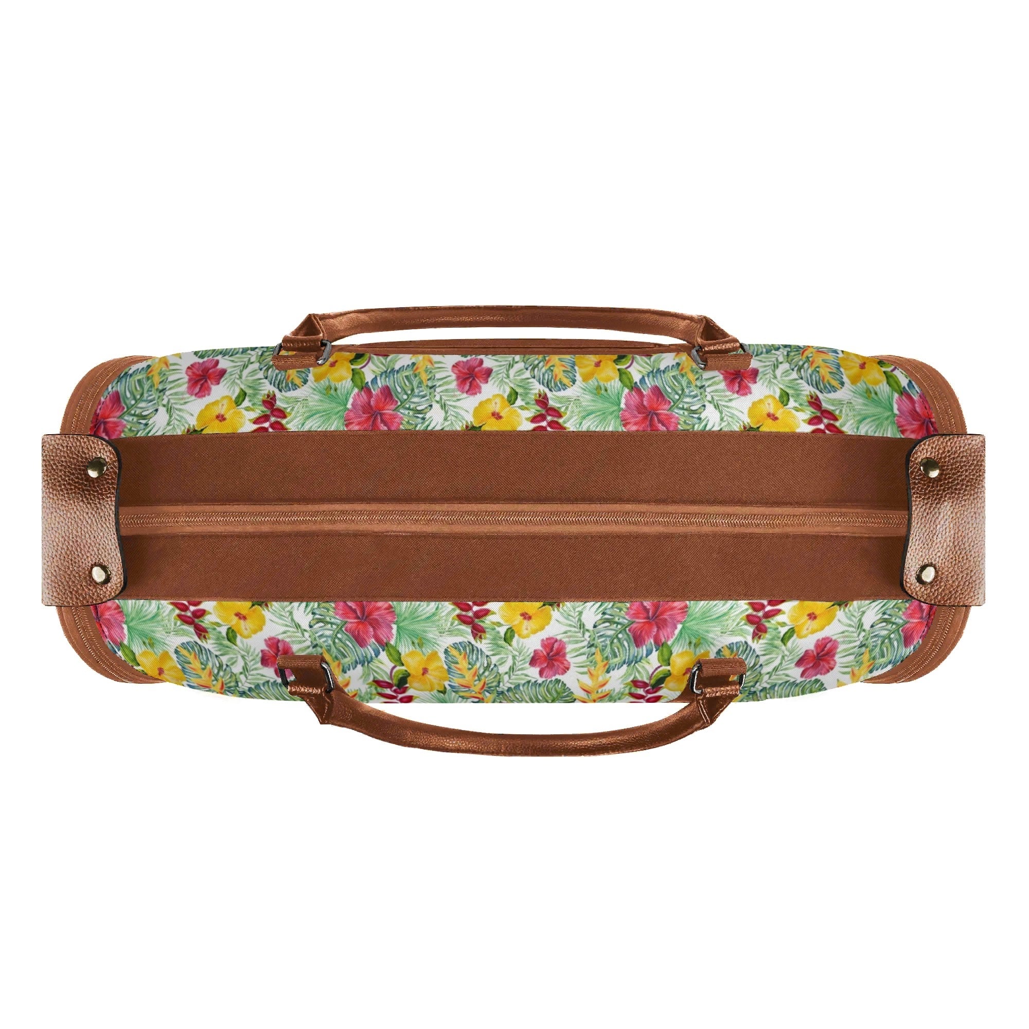 Personalised Tropical Flowers On White Foldable Travel Bag Personalised Foldable Travel Bag Plants Printed Offshore