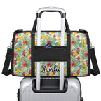Personalised Tropical Flowers On White Foldable Travel Bag Personalised Foldable Travel Bag Plants Printed Offshore