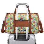 Personalised Tropical Flowers On White Foldable Travel Bag Personalised Foldable Travel Bag Plants Printed Offshore