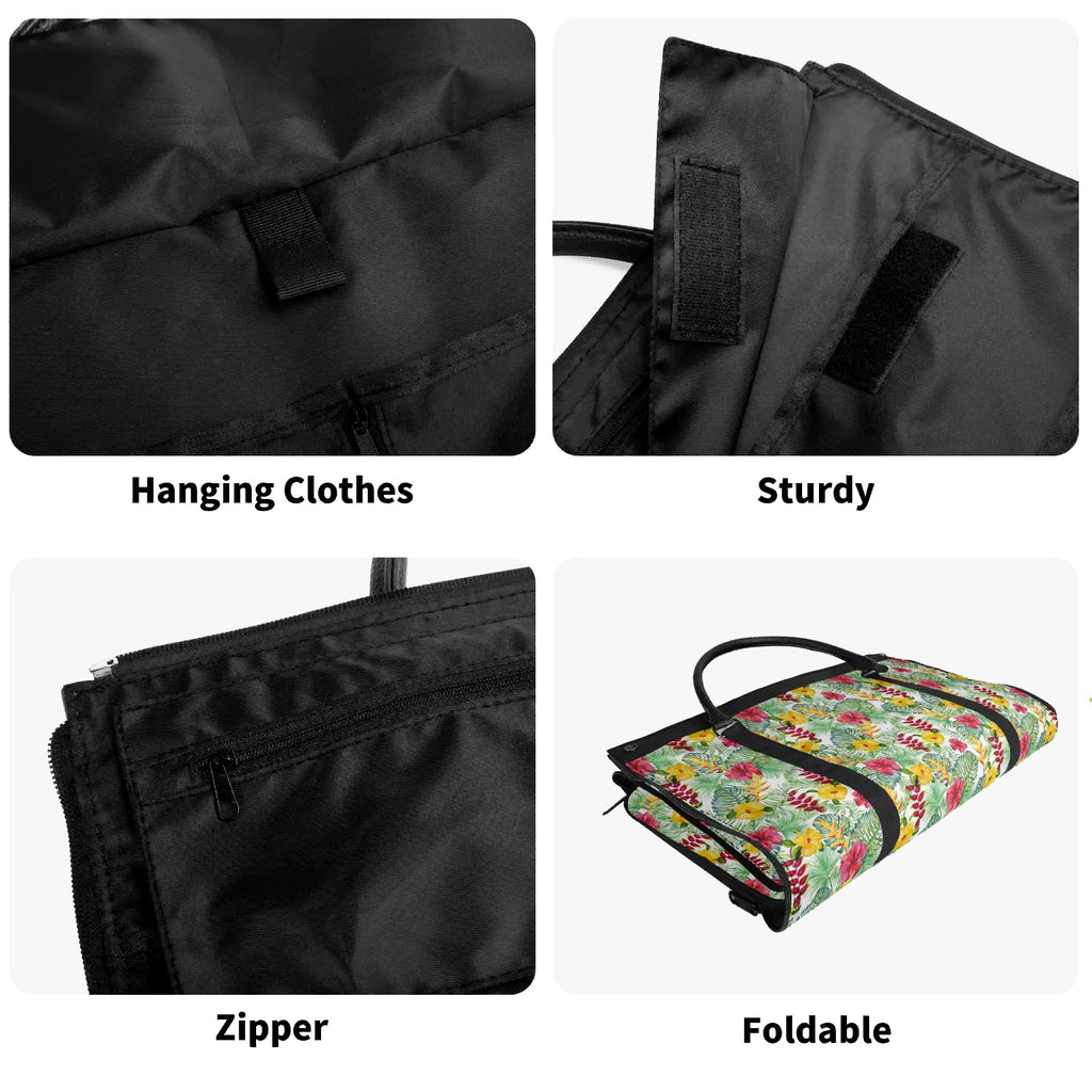 Personalised Tropical Flowers On White Foldable Travel Bag Personalised Foldable Travel Bag Plants Printed Offshore