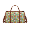 Personalised Tropical Flowers On White Foldable Travel Bag Brown Personalised Foldable Travel Bag Plants Printed Offshore