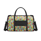 Personalised Tropical Flowers On White Foldable Travel Bag Personalised Foldable Travel Bag Plants Printed Offshore