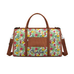 Personalised Tropical Flowers On White Foldable Travel Bag Personalised Foldable Travel Bag Plants Printed Offshore