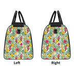 Personalised Tropical Flowers On White Foldable Travel Bag Personalised Foldable Travel Bag Plants Printed Offshore