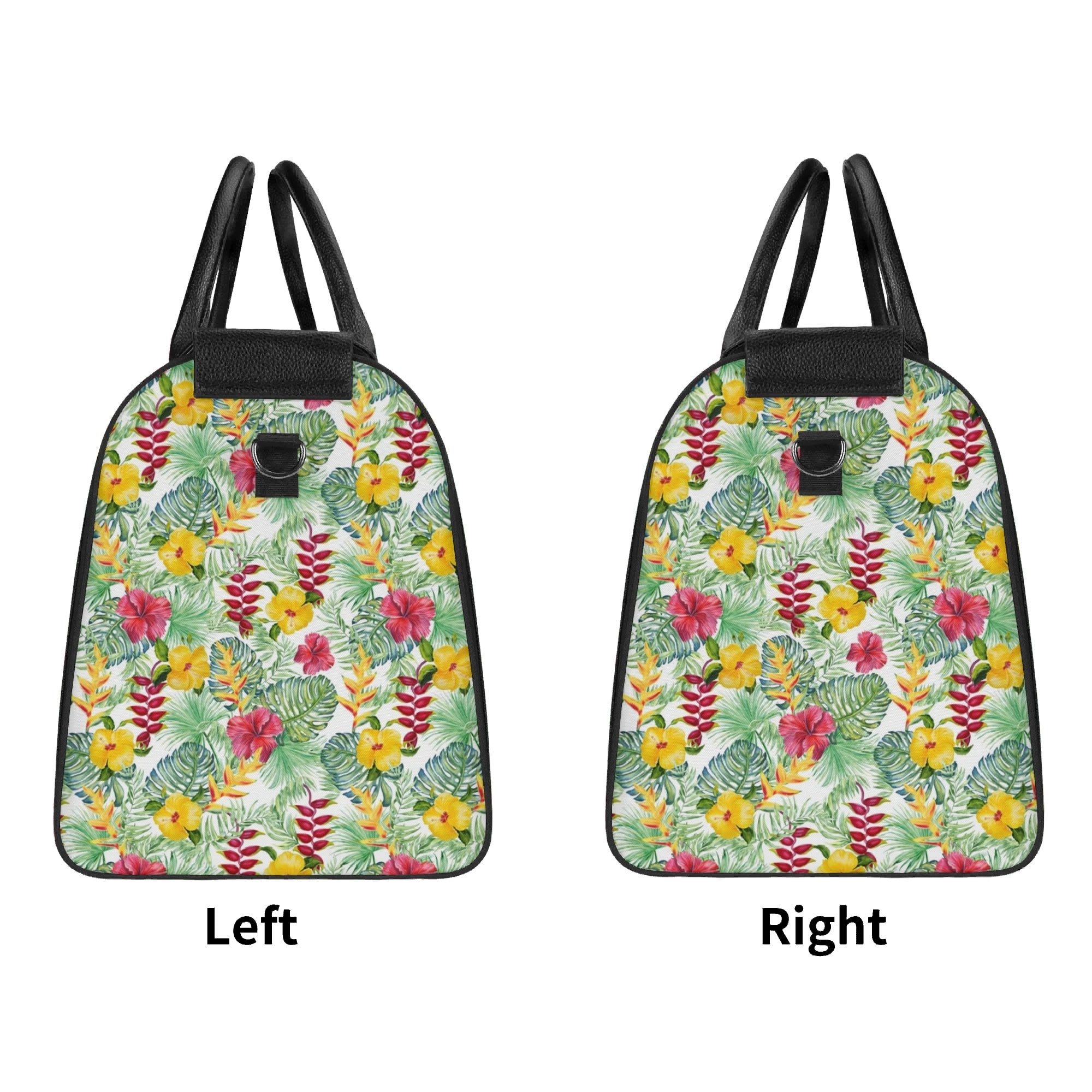 Personalised Tropical Flowers On White Foldable Travel Bag Personalised Foldable Travel Bag Plants Printed Offshore