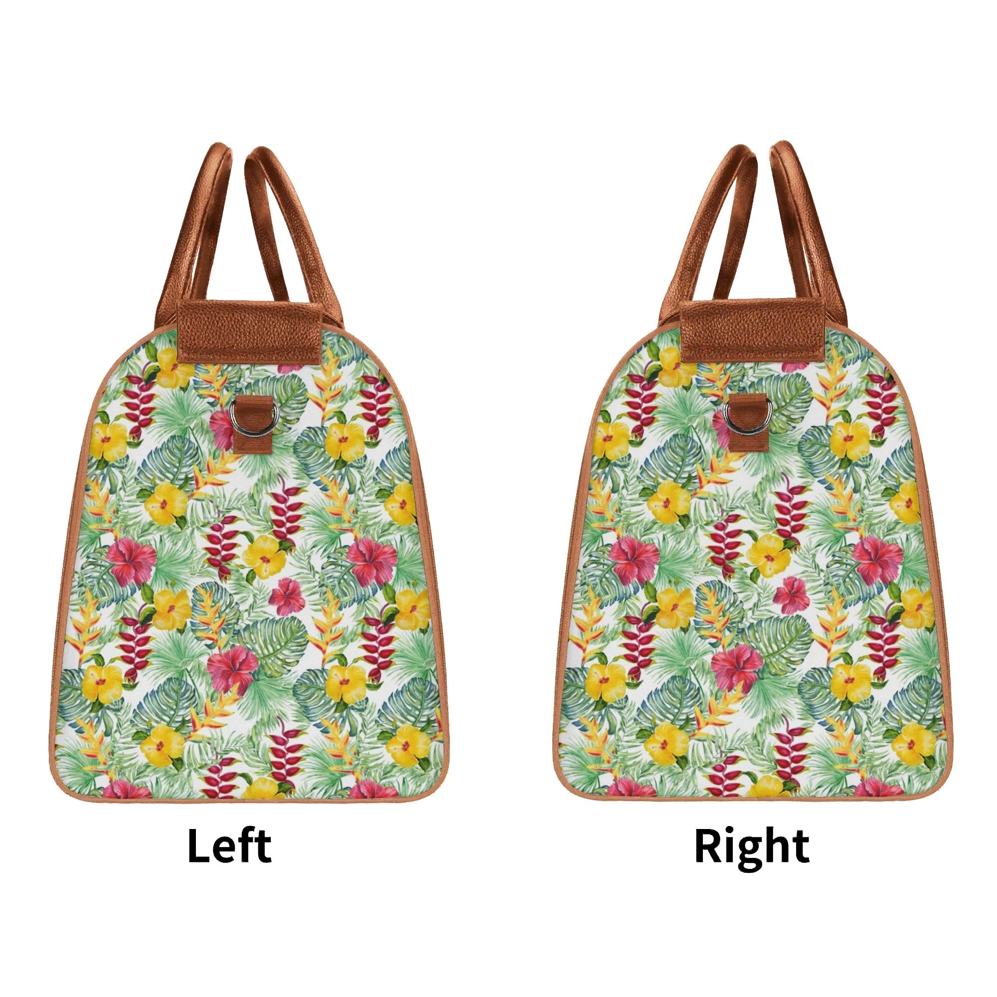 Personalised Tropical Flowers On White Foldable Travel Bag Personalised Foldable Travel Bag Plants Printed Offshore