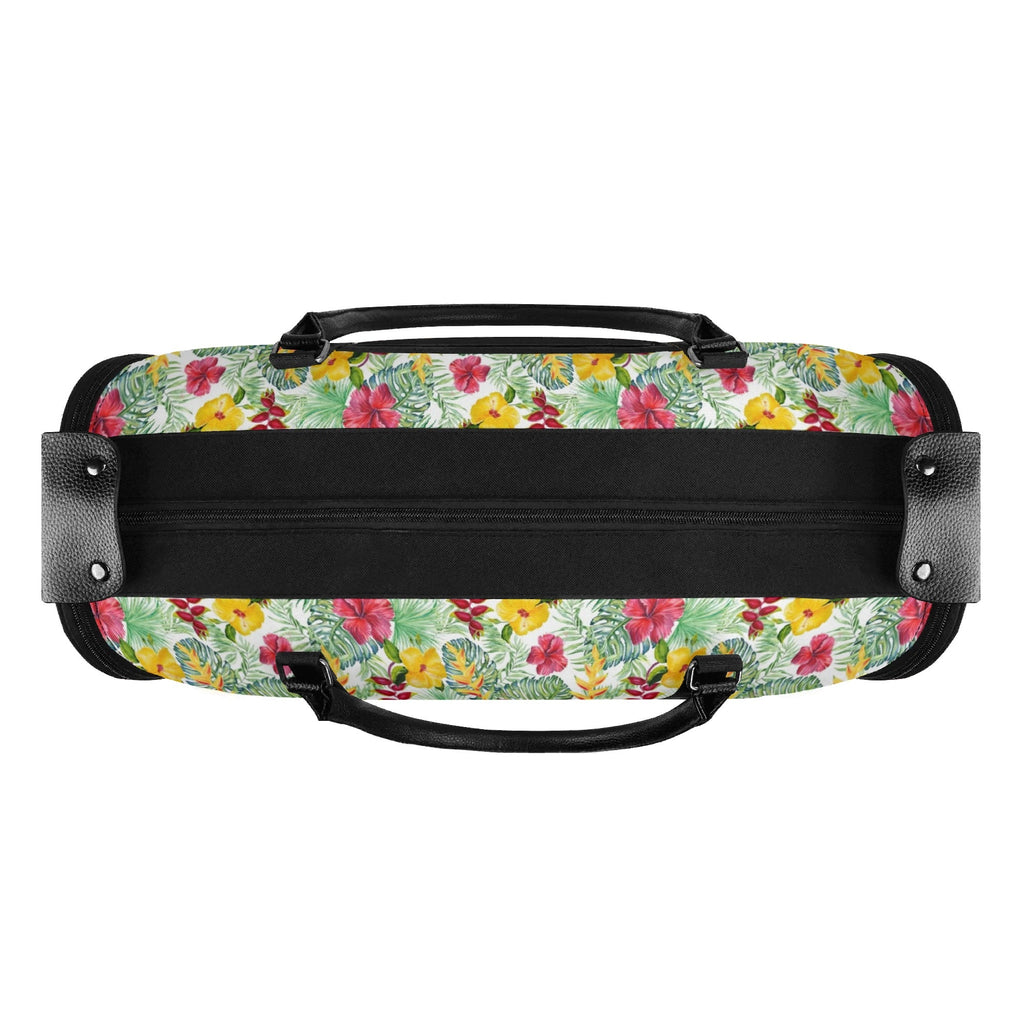 Personalised Tropical Flowers On White Foldable Travel Bag Personalised Foldable Travel Bag Plants Printed Offshore