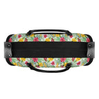 Personalised Tropical Flowers On White Foldable Travel Bag Personalised Foldable Travel Bag Plants Printed Offshore
