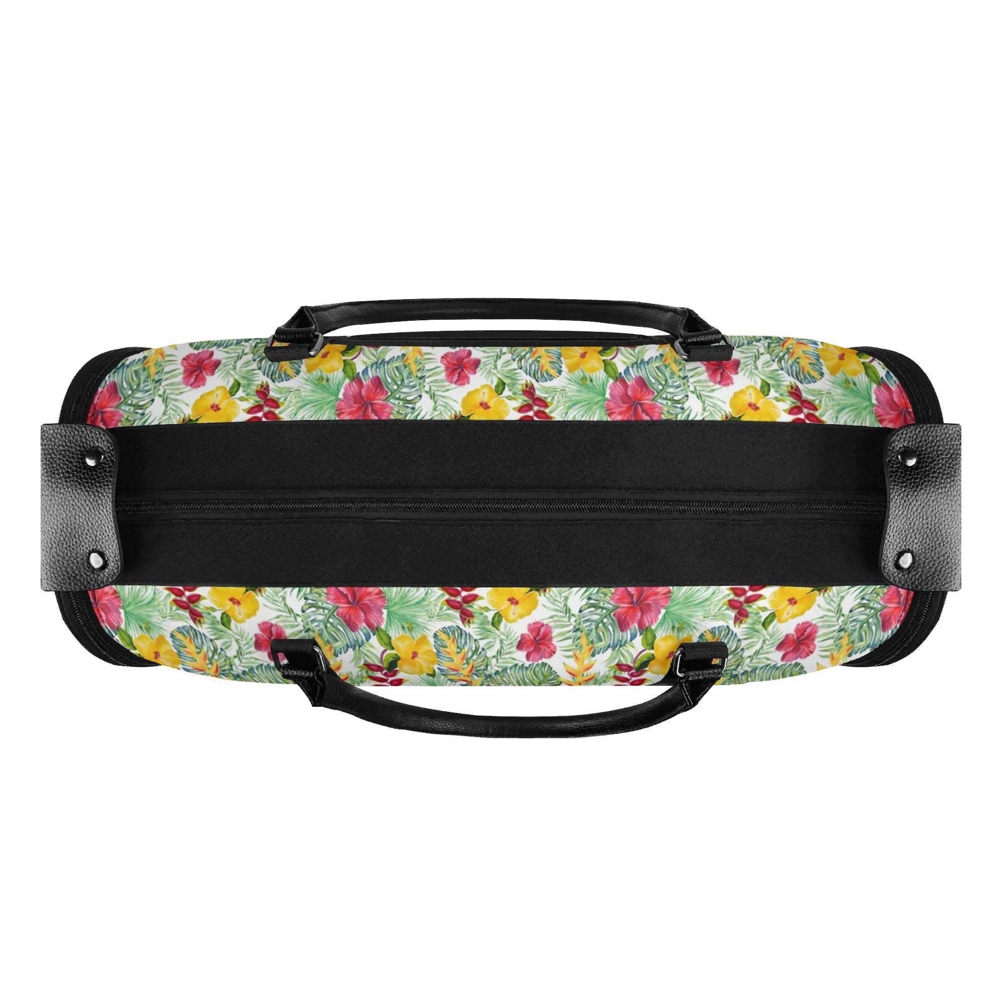 Personalised Tropical Flowers On White Foldable Travel Bag Personalised Foldable Travel Bag Plants Printed Offshore