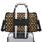 Personalised Round Pizzas on Black Foldable Travel Bag Personalised Foldable Travel Bag Food Printed Offshore
