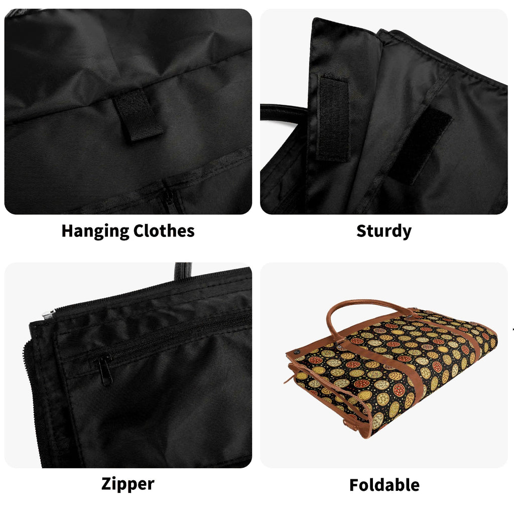 Personalised Round Pizzas on Black Foldable Travel Bag Personalised Foldable Travel Bag Food Printed Offshore