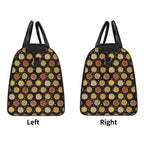 Personalised Round Pizzas on Black Foldable Travel Bag Personalised Foldable Travel Bag Food Printed Offshore