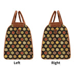 Personalised Round Pizzas on Black Foldable Travel Bag Personalised Foldable Travel Bag Food Printed Offshore