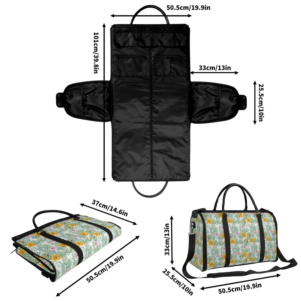 Personalised Tropical Flowers And Leaves Foldable Travel Bag Personalised Foldable Travel Bag Plants Printed Offshore