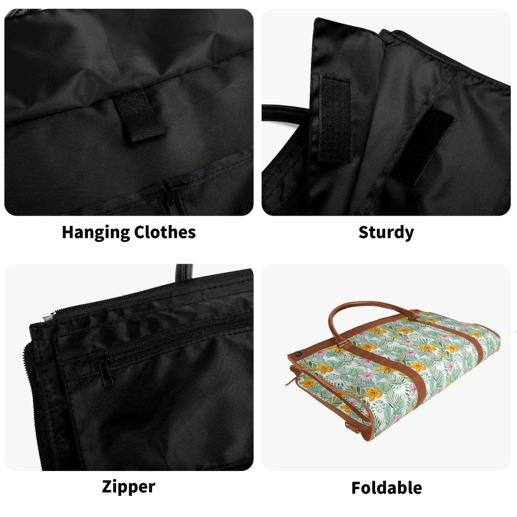 Personalised Tropical Flowers And Leaves Foldable Travel Bag Personalised Foldable Travel Bag Plants Printed Offshore