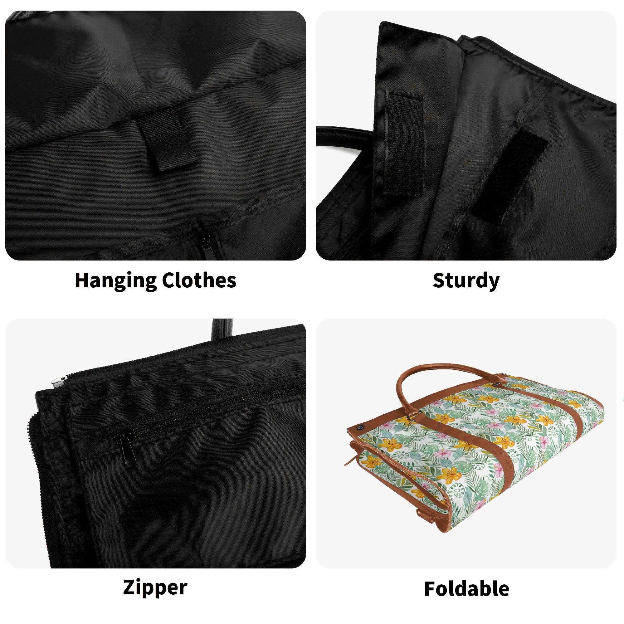 Personalised Tropical Flowers And Leaves Foldable Travel Bag Personalised Foldable Travel Bag Plants Printed Offshore
