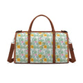 Personalised Tropical Flowers And Leaves Foldable Travel Bag Brown Personalised Foldable Travel Bag Plants Printed Offshore