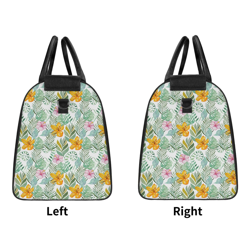 Personalised Tropical Flowers And Leaves Foldable Travel Bag Personalised Foldable Travel Bag Plants Printed Offshore