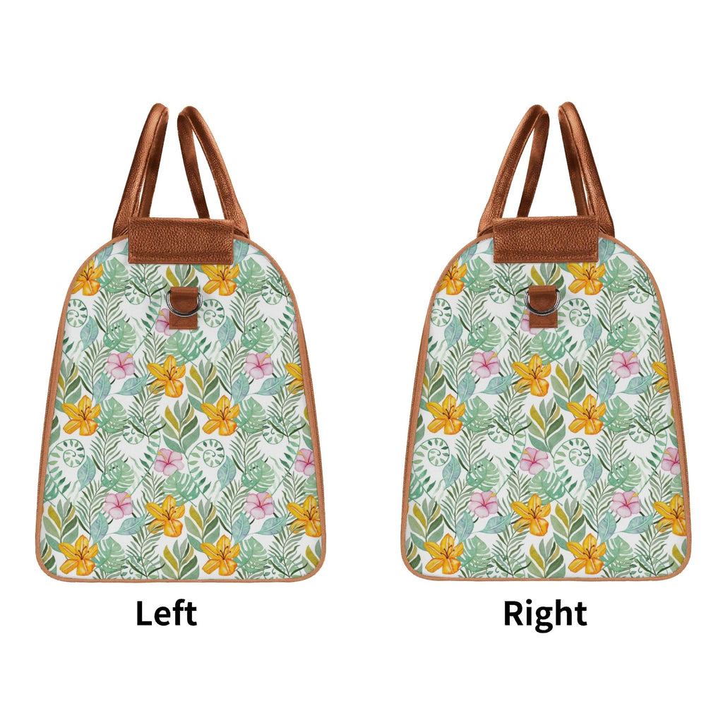 Personalised Tropical Flowers And Leaves Foldable Travel Bag Personalised Foldable Travel Bag Plants Printed Offshore
