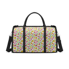 Personalised Pink And Yellow Floral Foldable Travel Bag Black Personalised Foldable Travel Bag Plants Printed Offshore
