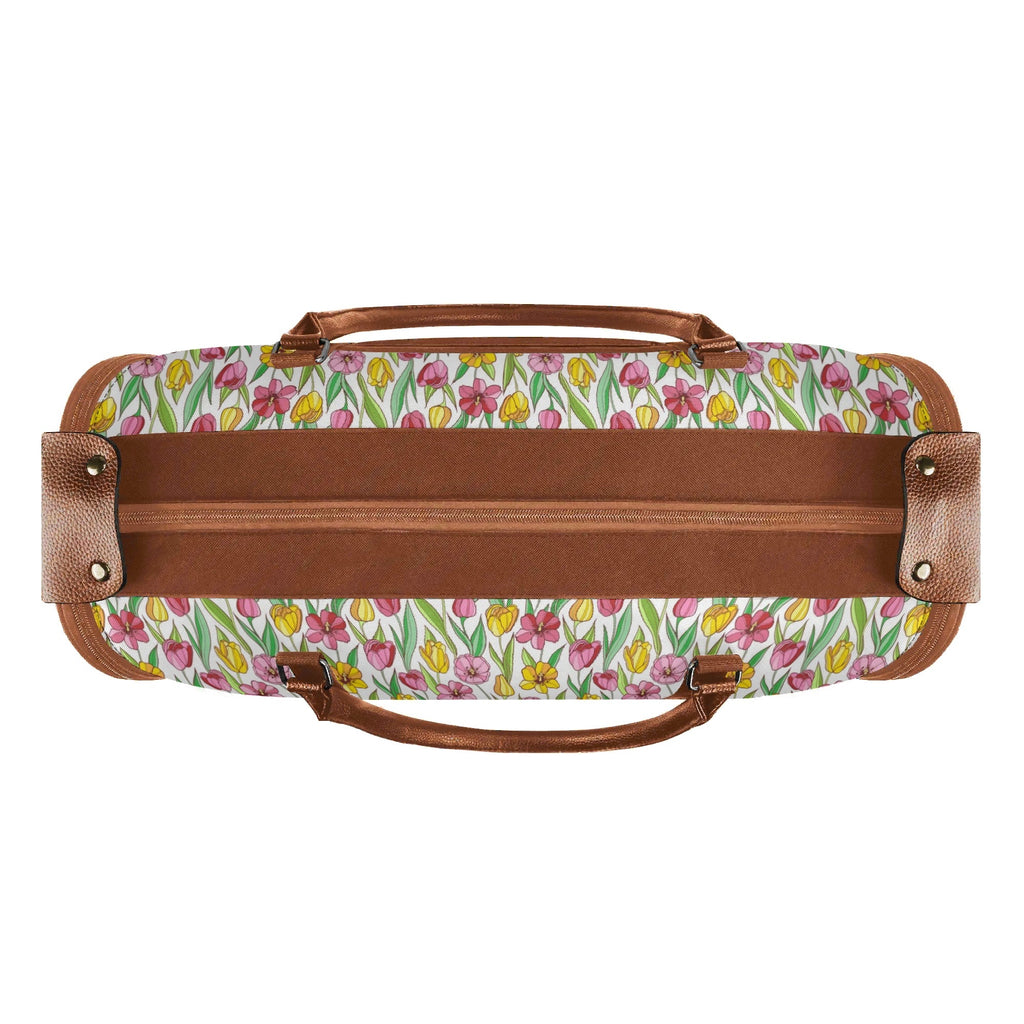 Personalised Pink And Yellow Floral Foldable Travel Bag Personalised Foldable Travel Bag Plants Printed Offshore