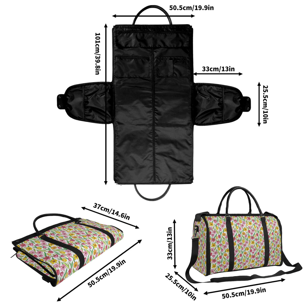 Personalised Pink And Yellow Floral Foldable Travel Bag Personalised Foldable Travel Bag Plants Printed Offshore