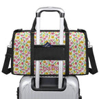 Personalised Pink And Yellow Floral Foldable Travel Bag Personalised Foldable Travel Bag Plants Printed Offshore