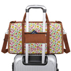 Personalised Pink And Yellow Floral Foldable Travel Bag Personalised Foldable Travel Bag Plants Printed Offshore