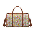 Personalised Pink And Yellow Floral Foldable Travel Bag Brown Personalised Foldable Travel Bag Plants Printed Offshore