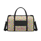 Personalised Pink And Yellow Floral Foldable Travel Bag Personalised Foldable Travel Bag Plants Printed Offshore