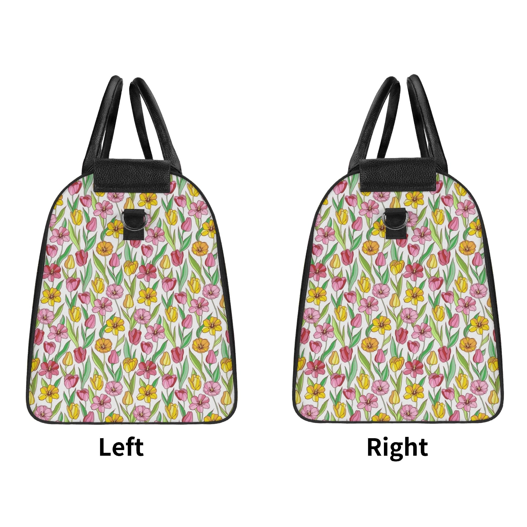 Personalised Pink And Yellow Floral Foldable Travel Bag Personalised Foldable Travel Bag Plants Printed Offshore