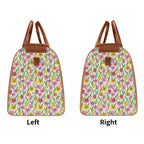Personalised Pink And Yellow Floral Foldable Travel Bag Personalised Foldable Travel Bag Plants Printed Offshore