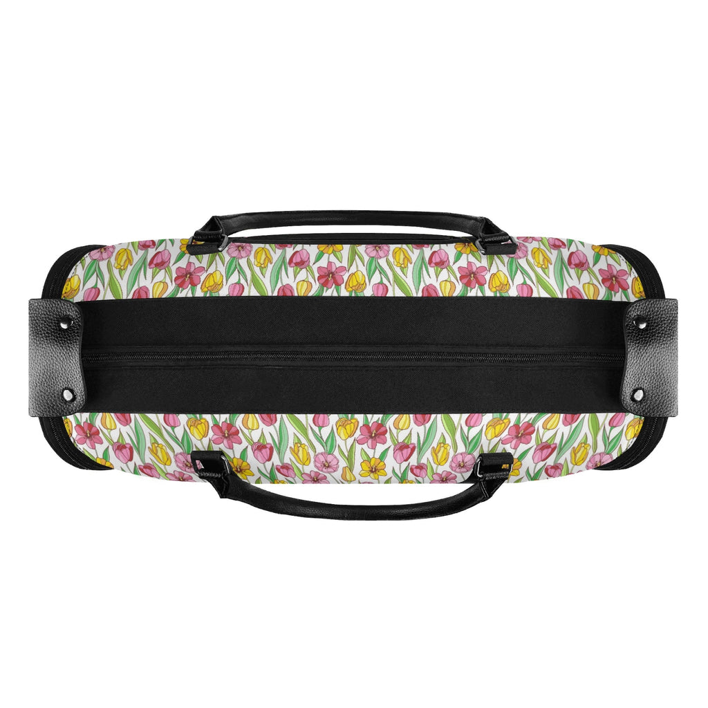 Personalised Pink And Yellow Floral Foldable Travel Bag Personalised Foldable Travel Bag Plants Printed Offshore