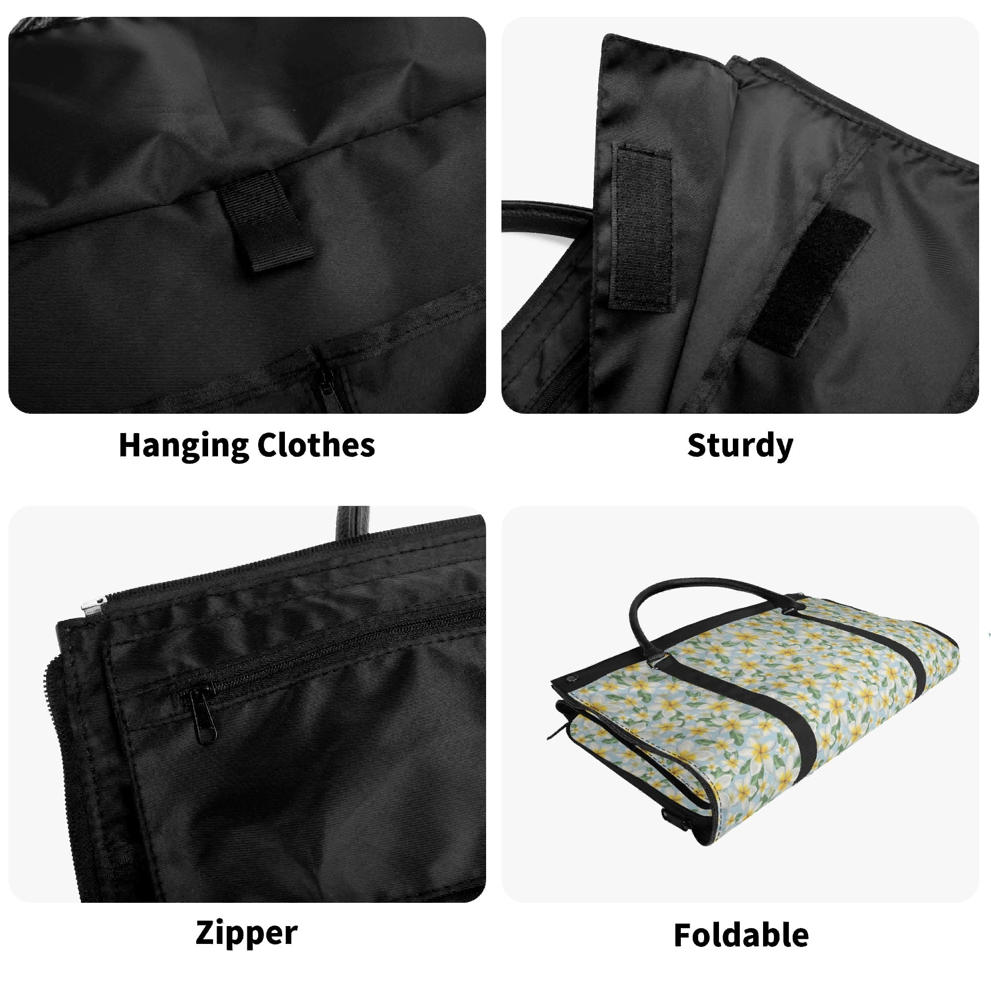 Personalised Delicate Frangipani Foldable Travel Bag Personalised Foldable Travel Bag Plants Printed Offshore
