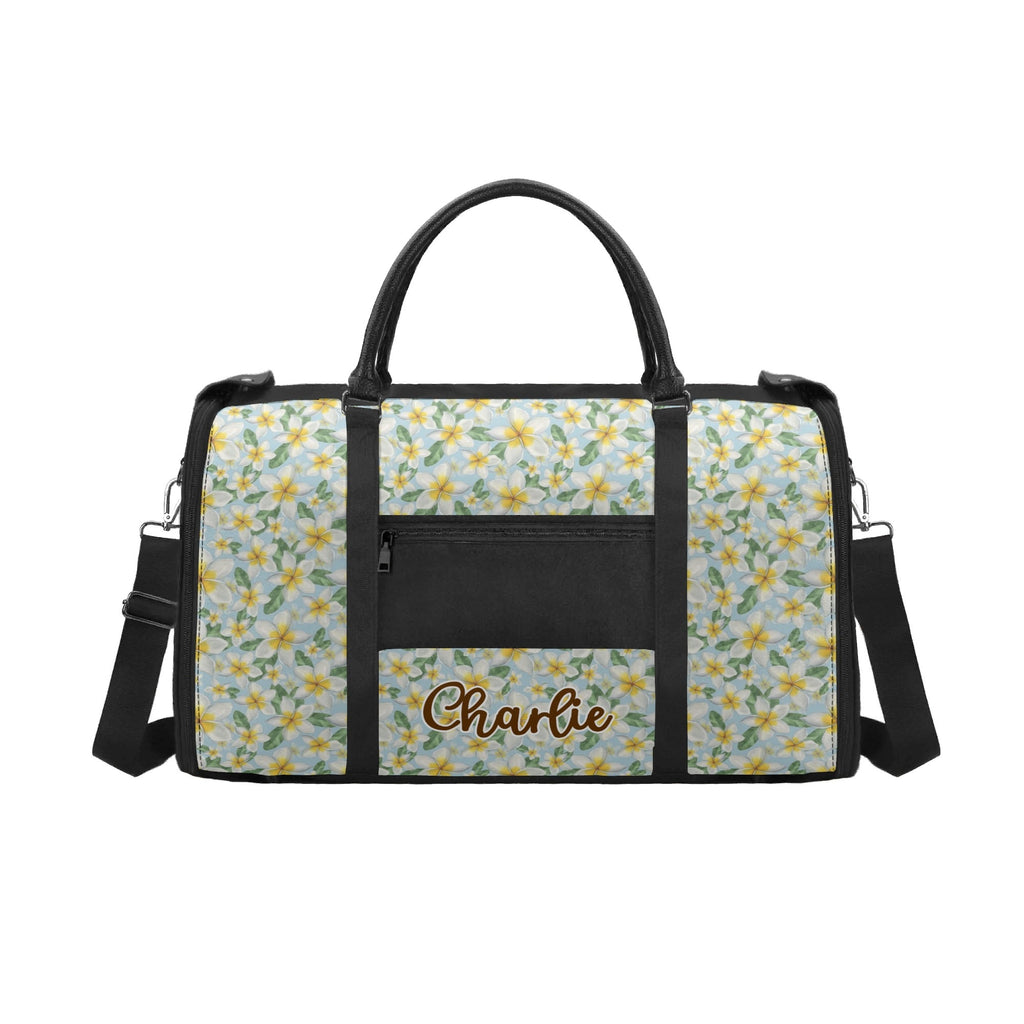 Personalised Delicate Frangipani Foldable Travel Bag Personalised Foldable Travel Bag Plants Printed Offshore