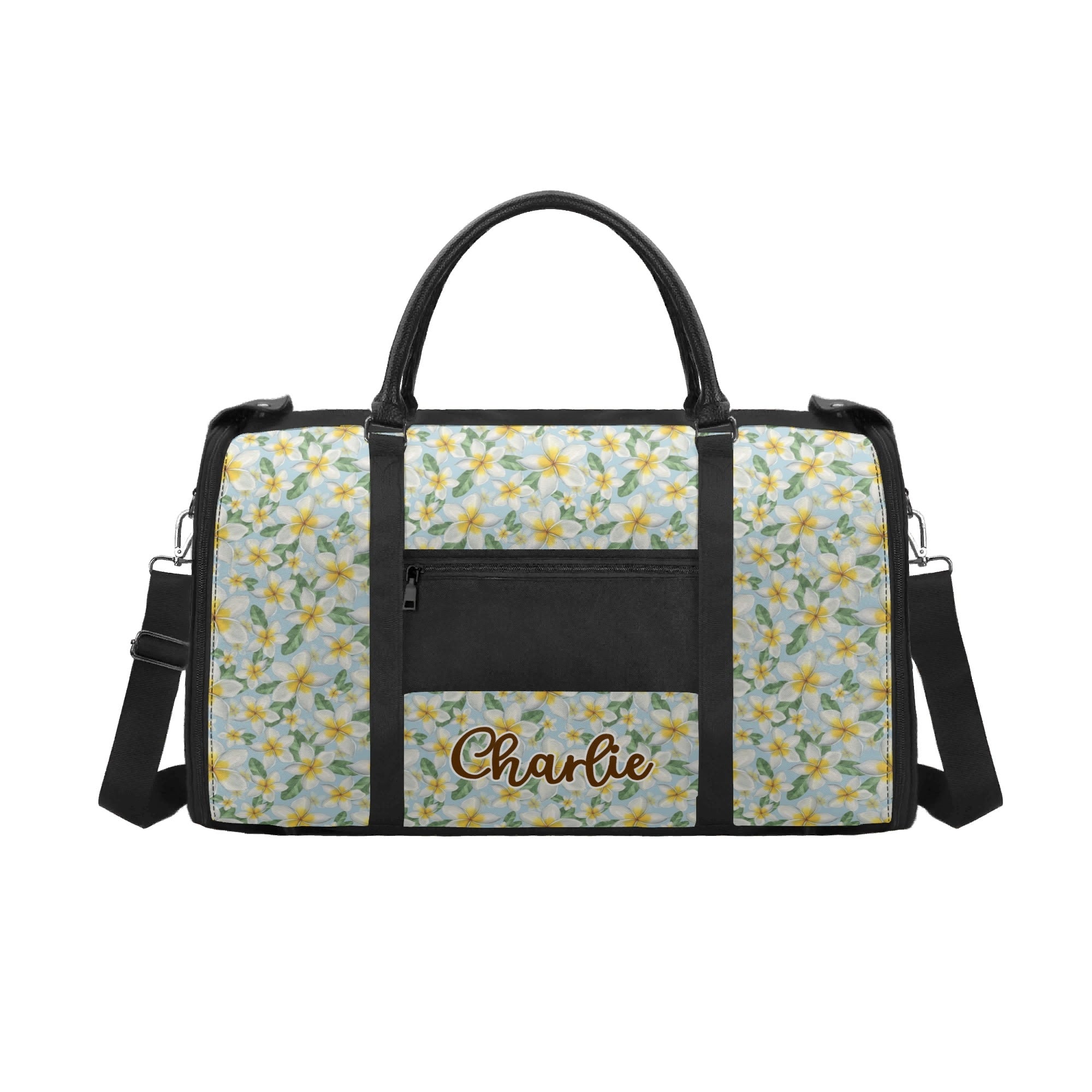 Personalised Delicate Frangipani Foldable Travel Bag Personalised Foldable Travel Bag Plants Printed Offshore