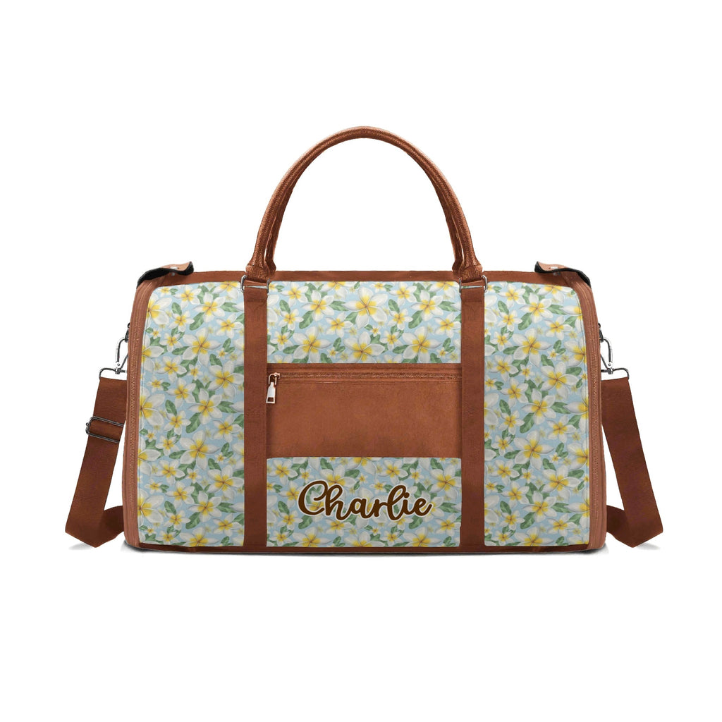 Personalised Delicate Frangipani Foldable Travel Bag Personalised Foldable Travel Bag Plants Printed Offshore