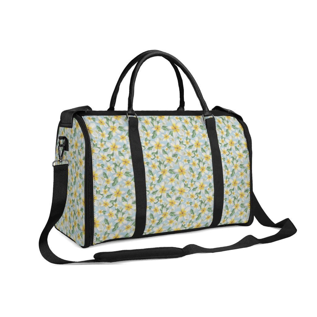 Personalised Delicate Frangipani Foldable Travel Bag Personalised Foldable Travel Bag Plants Printed Offshore