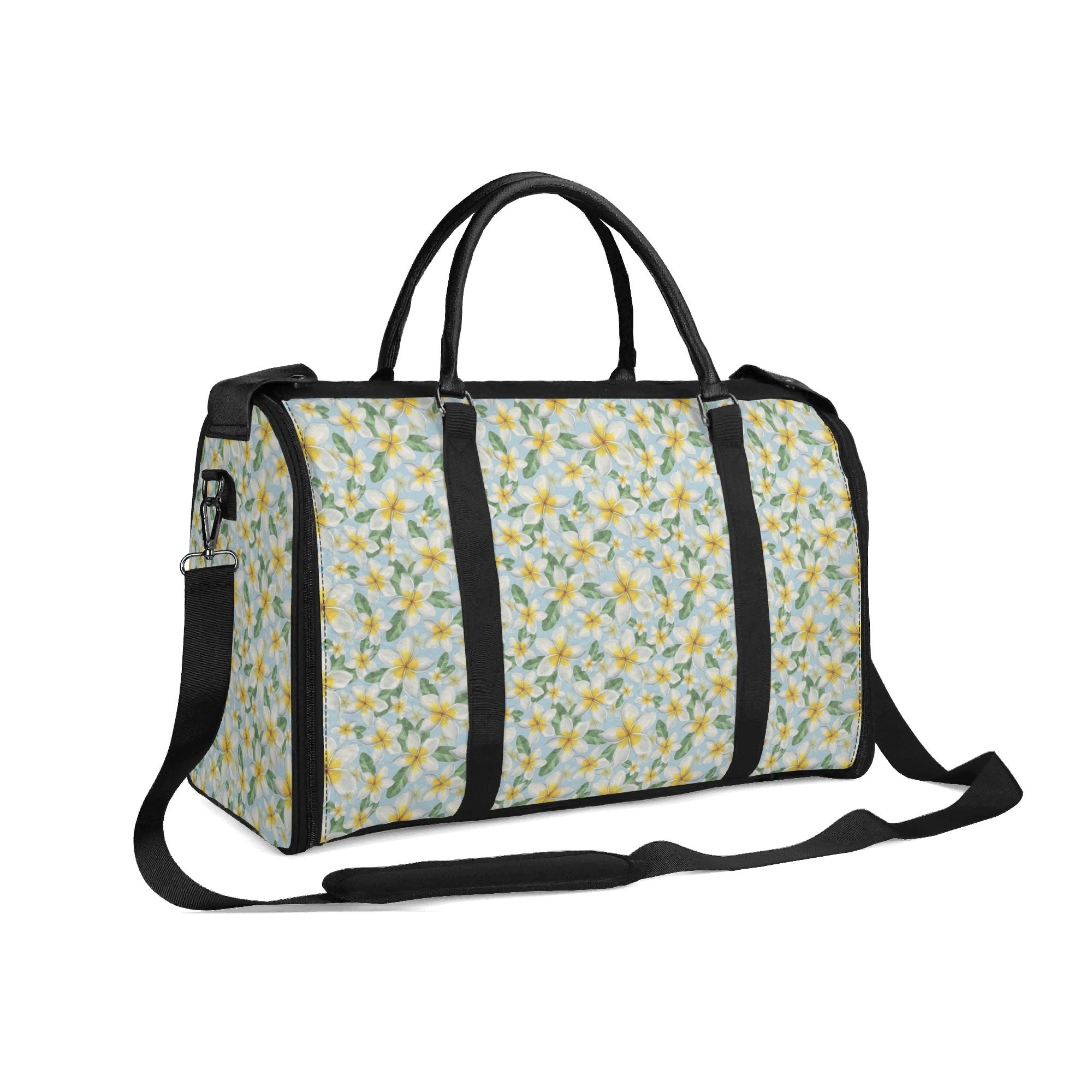 Personalised Delicate Frangipani Foldable Travel Bag Personalised Foldable Travel Bag Plants Printed Offshore