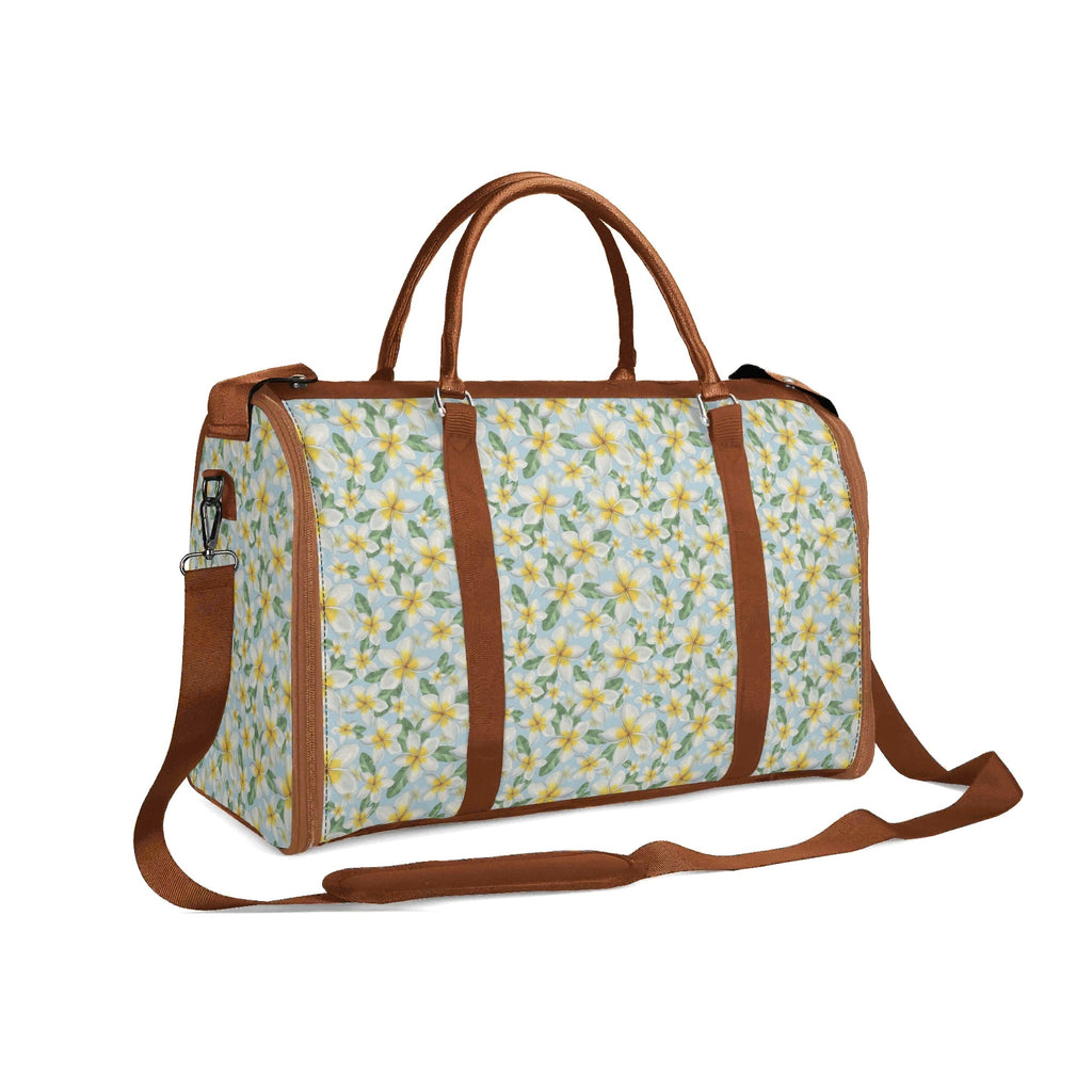 Personalised Delicate Frangipani Foldable Travel Bag Personalised Foldable Travel Bag Plants Printed Offshore