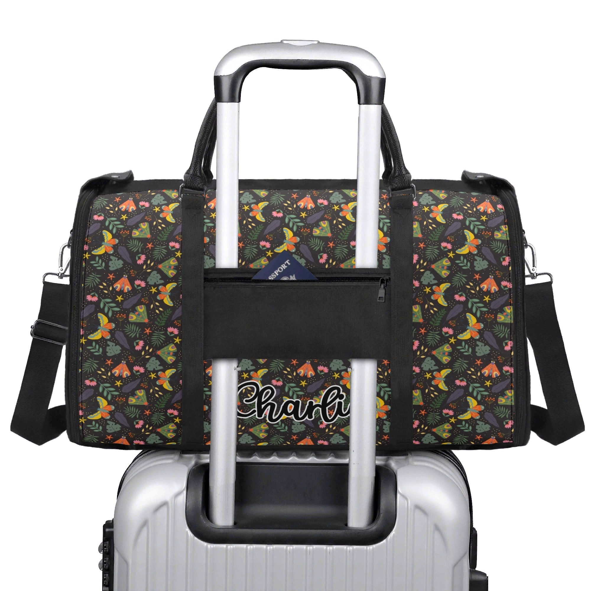 Personalised Dark Butterfly Foldable Travel Bag Personalised Foldable Travel Bag animal Printed Offshore