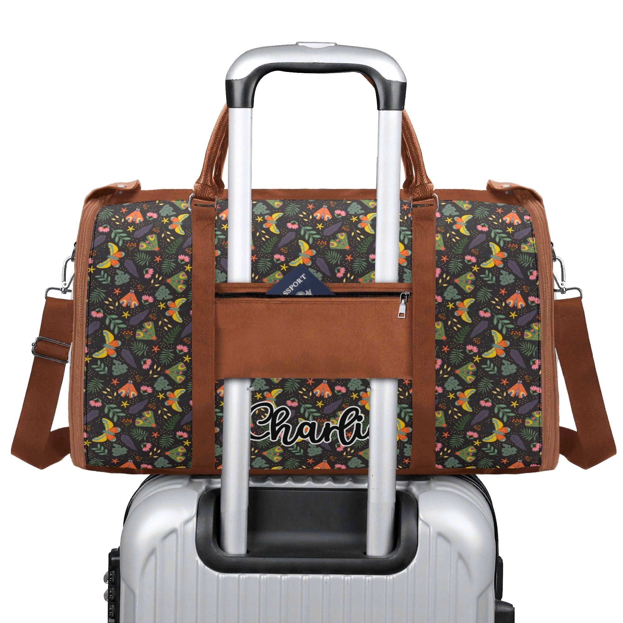 Personalised Dark Butterfly Foldable Travel Bag Personalised Foldable Travel Bag animal Printed Offshore