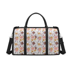 Personalised Painted Flowers Foldable Travel Bag Black Personalised Foldable Travel Bag Plants Printed Offshore